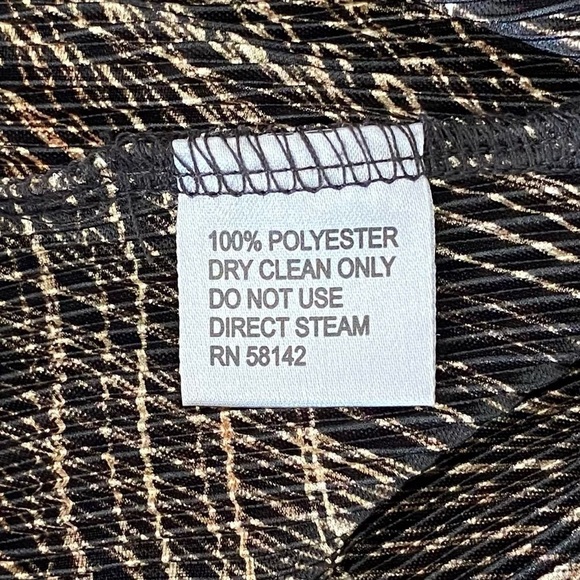 MUSE Maxi Skirt Micro Pleats Pull On Geometric Brown Black Tan Women Size 12 - Picture 11 of 11